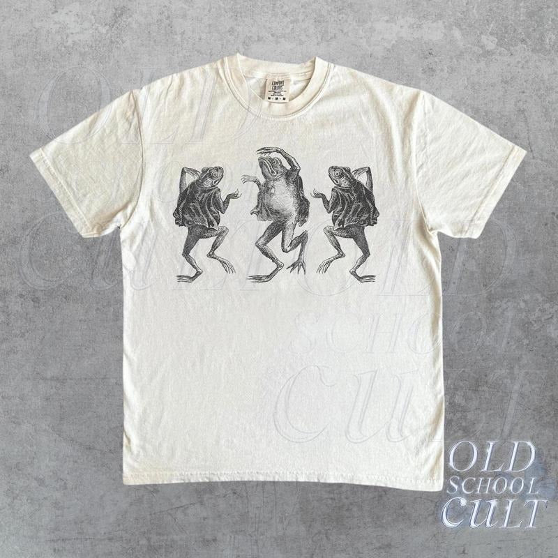 Dancing Frog Vintage 90s Tattoo Style Tshirt, Retro Y2k Frog Lovers Shirt, Funny Dance Toad 2000s Shirt, Funny Frog Gifts, Joke Tees