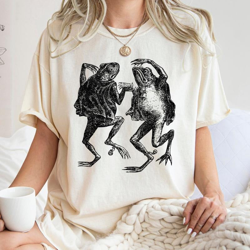 Dancing Frogs Retro Shirt, Vintage Frog, Comfort Colors Tee Hoodie, Sweatshirt | DripVista.com