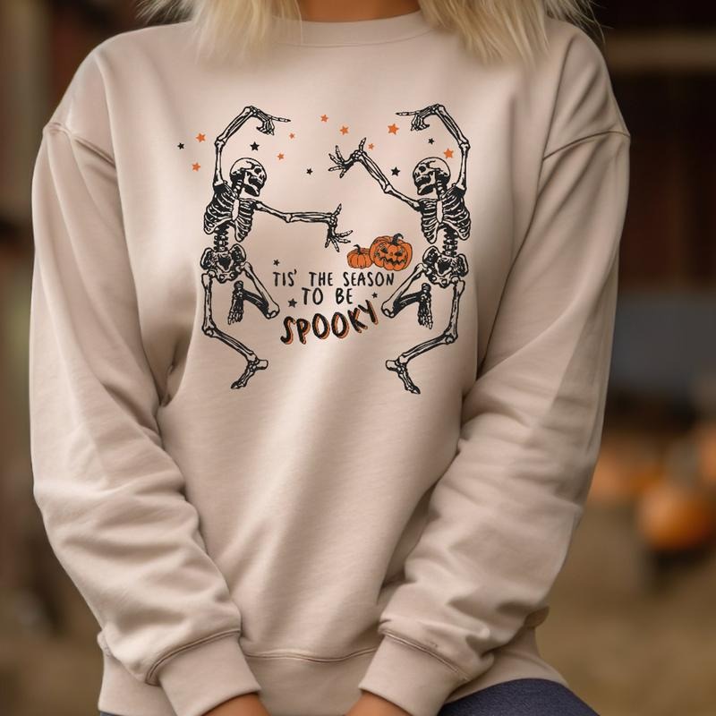Dancing Skeleton Sweatshirt, Spooky Season Shirt, Women Tees and Sweaters, Dancing Costume Shirt, Tis the Season, Sweatshirt for Women