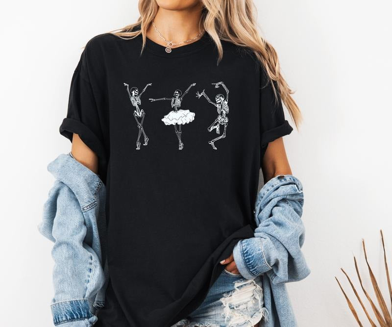 Dancing Skeletons design on custom colors tee shirt Casual Hoodie, Sweatshirt | DripVista.com