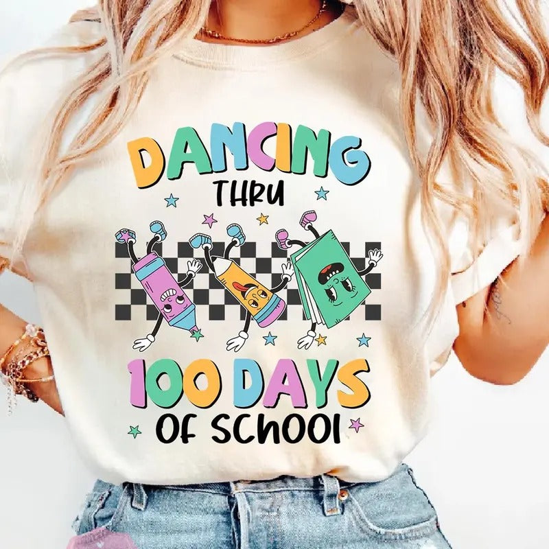 Dancing Thru 100 Days Of School Shirt, Teacher Shirt, 100 Magical Days Shirt, Back To School Shirt, Funny Teacher Shirt, Gift For Teacher