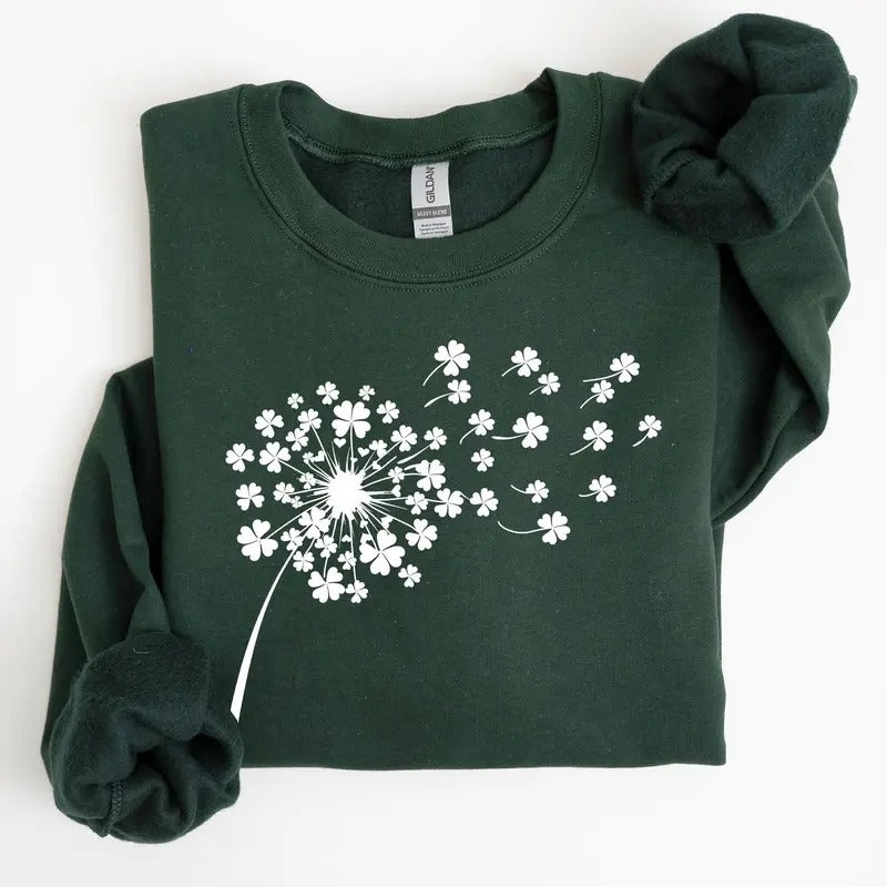 Dandelion, St. Paddy's Day, Coquette, Bow, Clover, Shamrock, Lucky, Irish, Lucky Charm, St Patrick's Day Sweatshirt, Crew...