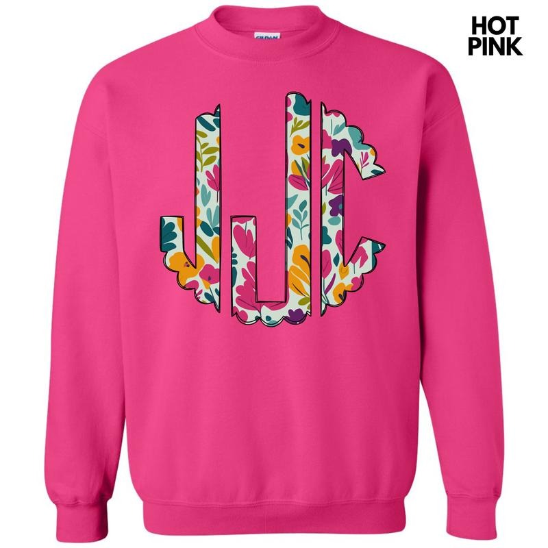 Dark Floral Monogram Sweatshirt 'NLB' T-Shirts, Hoodie | DripVista.com