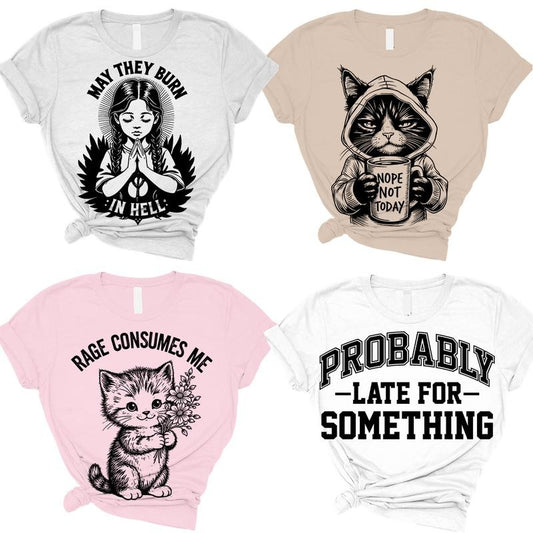 Dark Humor Tees - Unisex Non-Fitted T-Shirt- Print is Sublimation, Funny Tee, Gift Idea, Relaxed Fit, Casual Apparel,Great with Jeans Top Womenswear