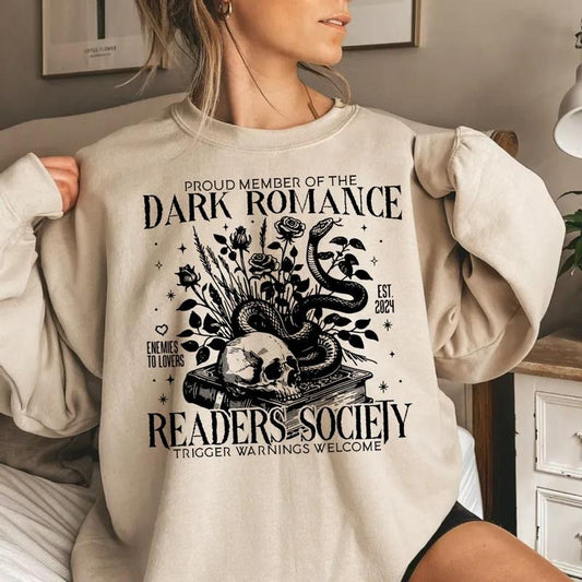 Dark Romance Readers Society Shirt, Book Lover, Bookish Shirt, Smut Lover Gift, Dark Romance Book, Spicy Book Lover, Unisex Sweater Pullover Tee