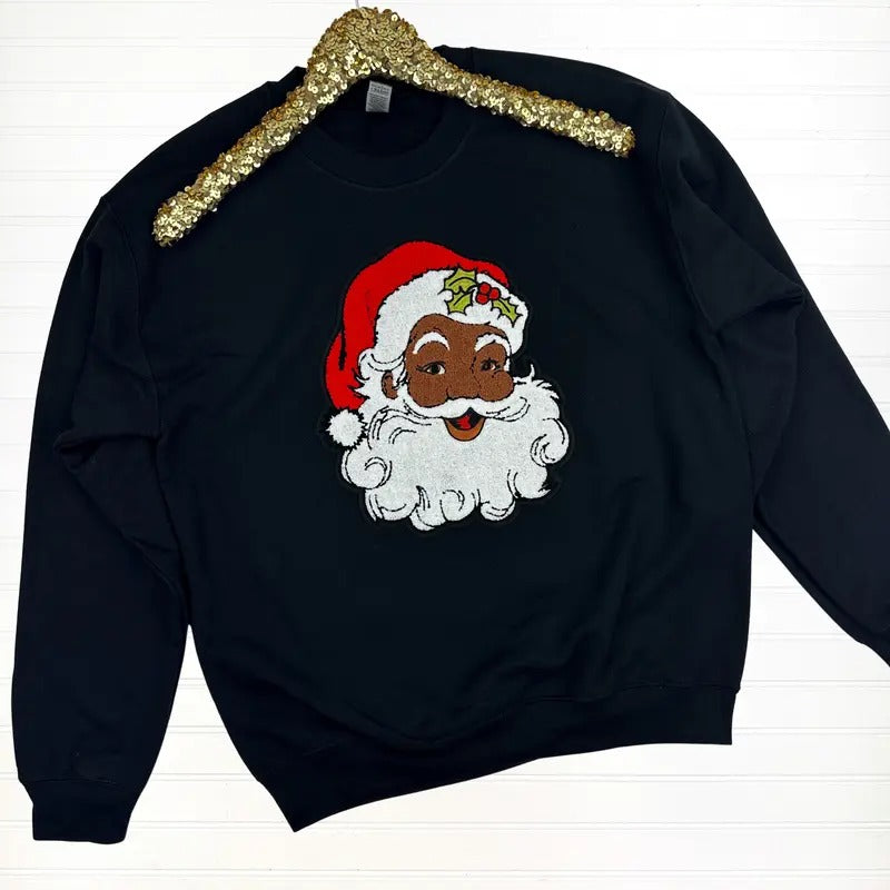 Dark Skin Santa Patch Sweatshirt T-Shirts, Hoodie | DripVista.com