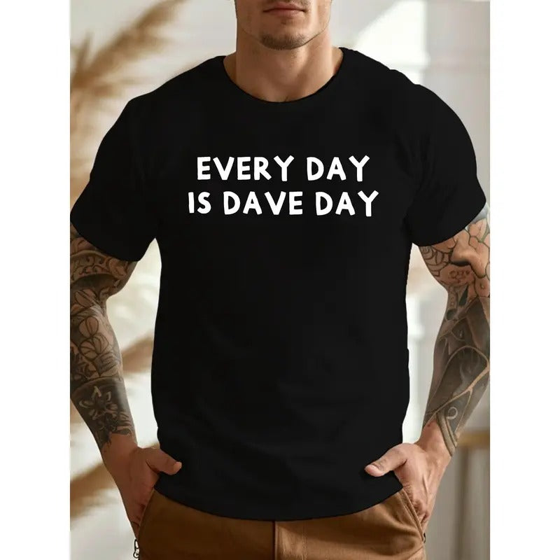 Dave Day Geometric Print Men's T-Shirt - Casual Crew Neck, Short Sleeve, Lightweight & Comfy Summer Tee Made in USA