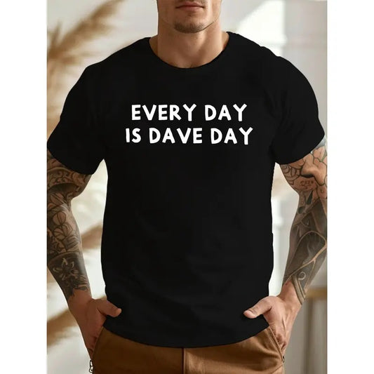 Dave Day Geometric Print Men's T-Shirt - Casual Crew Neck, Short Sleeve, Lightweight & Comfy Summer Tee Made in USA