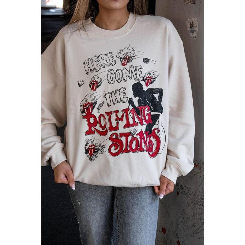 Daydreamer Here Comes the Stones Sweatshirt - M Dirty White T-Shirts, Hoodie | DripVista.com