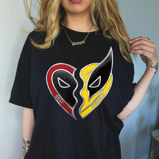 Dead pool & Wolv erine Best Friends Shirt Graphic Tee Shirt Men Women Unisex Cotton