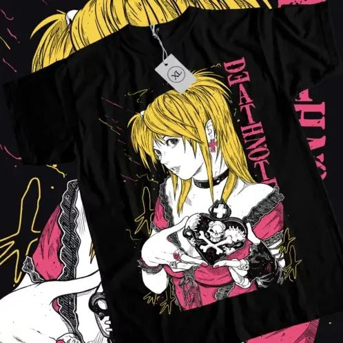 Death Note Misa Amane T- Shirt Manga Anime Black T- Shirt Size S to 5XLstyle{n002}2