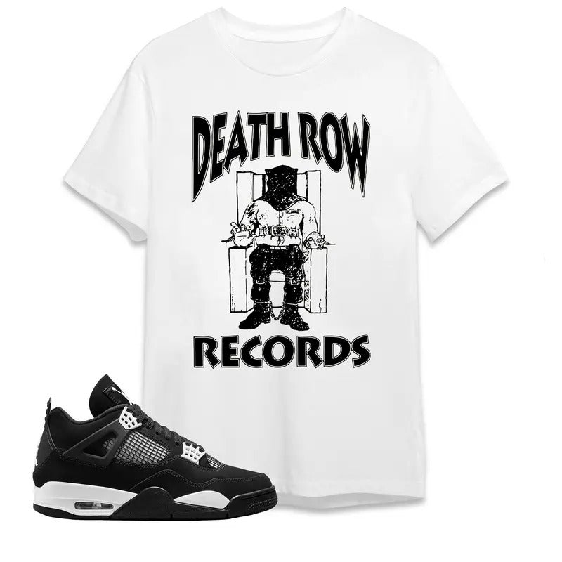 DeathRow Records Unisex T-shirt, 4S White Thunder Unisex Shirt, Casual Cotton Menswear Retro Shirt