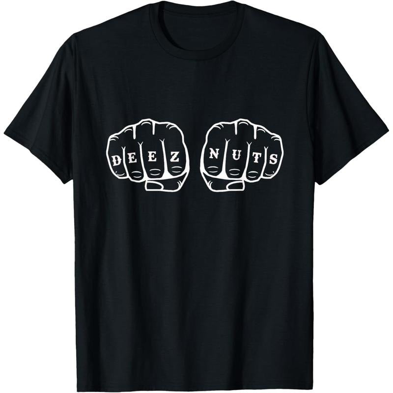Deez Nuts Funny Knuckles Tattoo T-Shirt made in usa