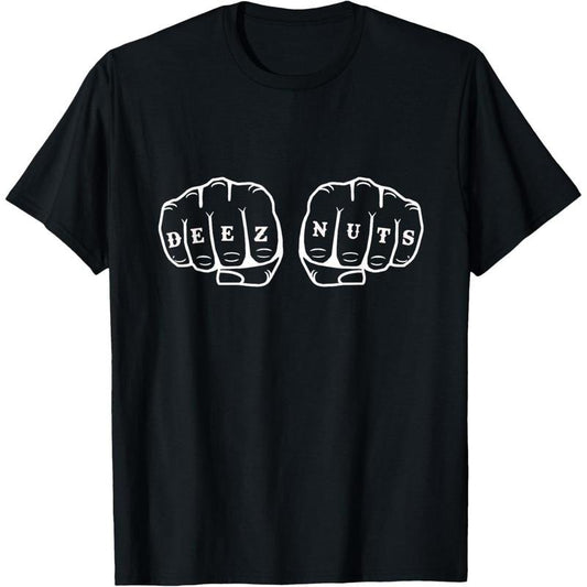 Deez Nuts Funny Knuckles Tattoo T-Shirt made in usa