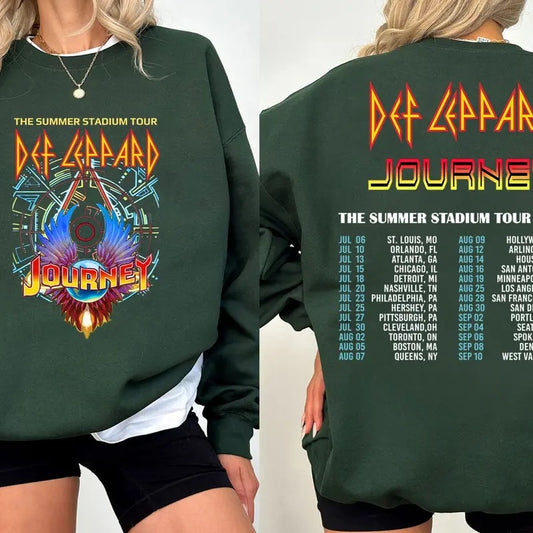 Def Leppard And Journey Summer Stadium Tour 2024 Shirt, Journey Tour Shirt, Def Leppard Shirt, Rock Music, Def Leppard And Journey Fan Gift, Full Sizes, Full Colors, Unisex T-shirt for Men and Women, Classic Menswear, Womenswear Comfort Cotton