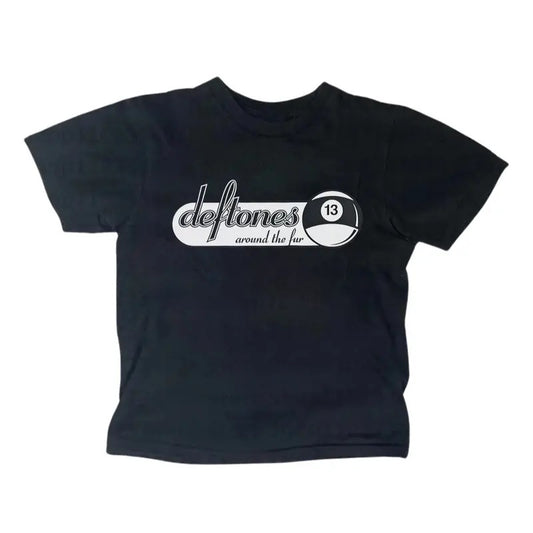 Deftones Baby Tee, Around The Fur 8 Ball Shirt, Rock Nu Metal Band, Y2k Top Women Streetwear, Gothic Emo Girl Top, Scene Clothing 2000s, Women Fitted T-Shirt