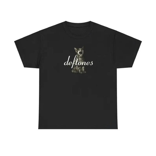 Deftones Kitty Cat Baby Tee, Women's Vintage T-Shirt, Punk Streetwear, Emo Girl Tops, Grunge 2000s, Cat Lover Gift, Gift For Girlfriend Cotton Womenswear