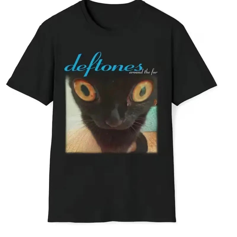 Deftones around the fur cat band Vtg Black Men Black Tee Shirt , Unisex Best Gift Birthday Hoodie, Sweatshirt | DripVista.com