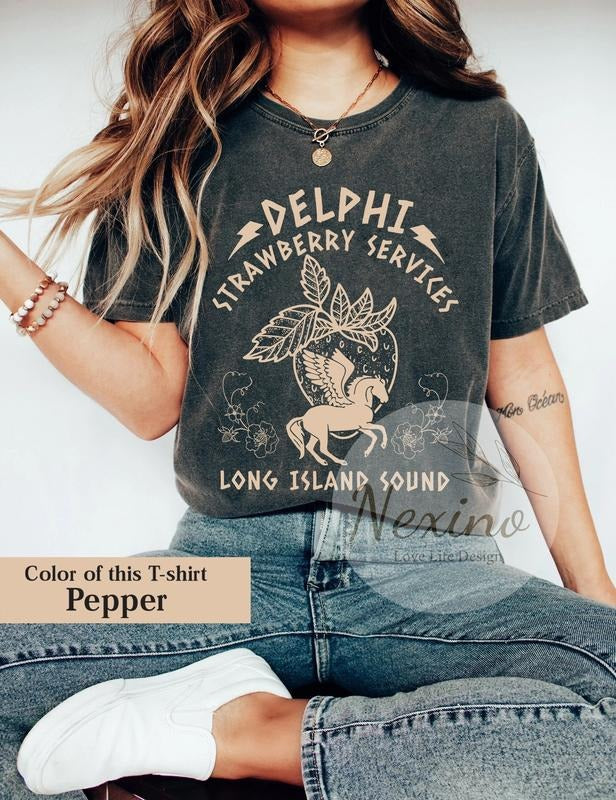 Delphi Strawberry Shirt, Camp Half Blood Shirt, Percy Jackson shirt, Book merch tshirt, Bookish shirt, Book lover Shirt, Design Shirt