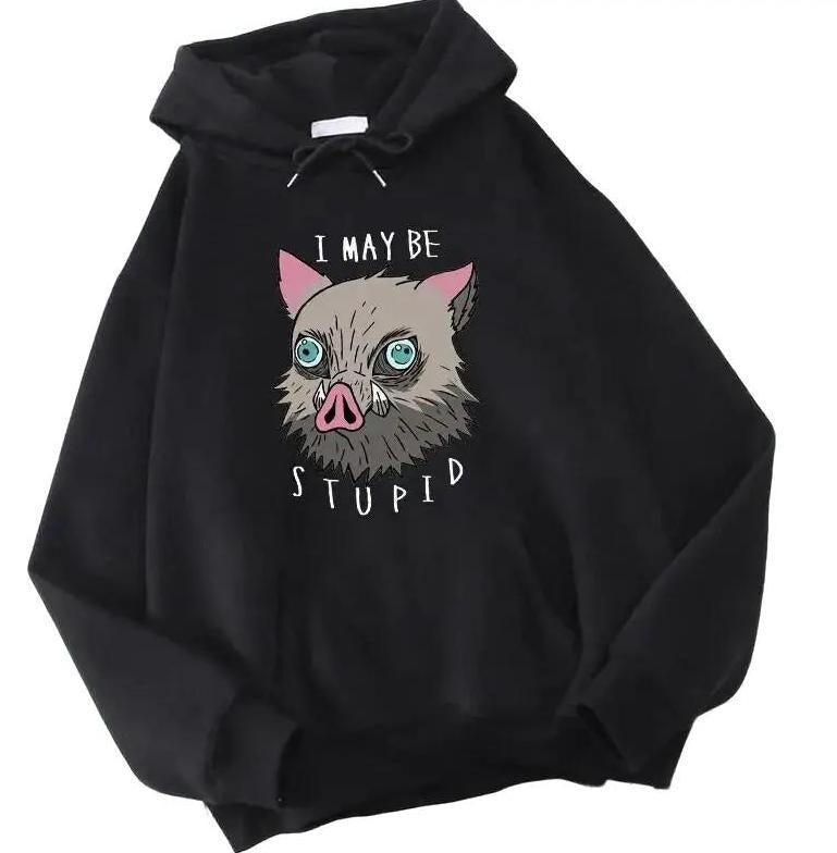 Demon Slayer Inosuke I may be stupid Hoodie Anime Men Women Sweatshirt Pullovers