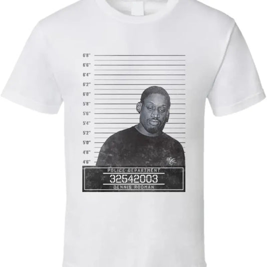 Dennis Rodman Famous Sports Star Mugshot Police Department T Shirt