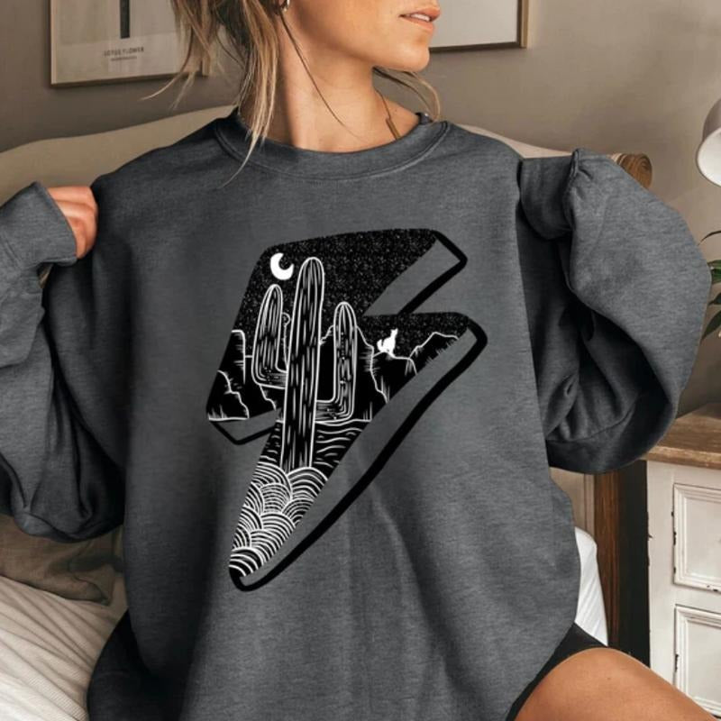 Desert Bolt Sweatshirt, Crewneck Graphic SweatShirt, cowgirl outfits, western outfit women, western tops, western tops, rodeo outfits women, shirt sweatshirt hoodie