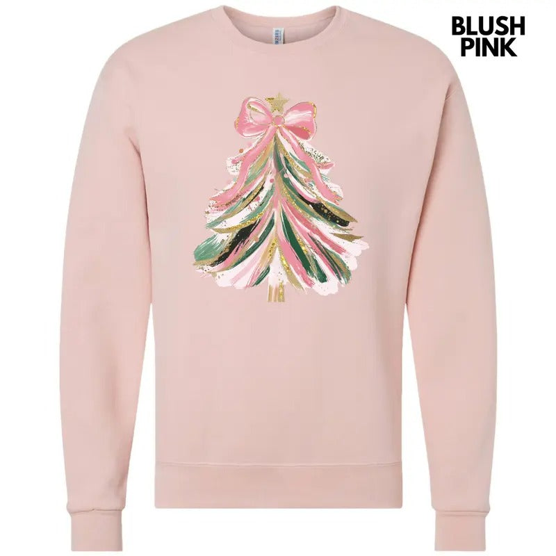 Designer Pink Christmas Tree Sweatshirt 'NLB' T-Shirts, Hoodie | DripVista.com