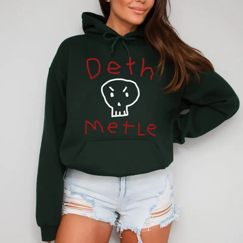 Deth Metle Hoodie, Skull Punk Rock And Roll Tee, Heavy Metal Merch, Unisex Sweater Pullover Tee Sweatshirt | DripVista.com