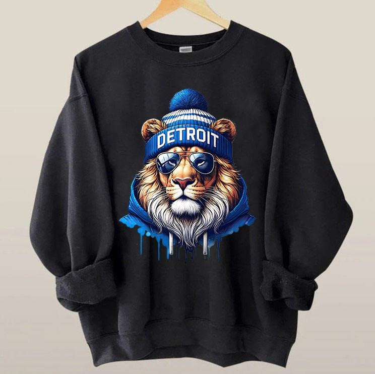 Detroit Football Sweatshirt And T-Shirt, Football Mascot Lion Shirt, Trendy Game Day Shirt, Detroit Football Gift Fan