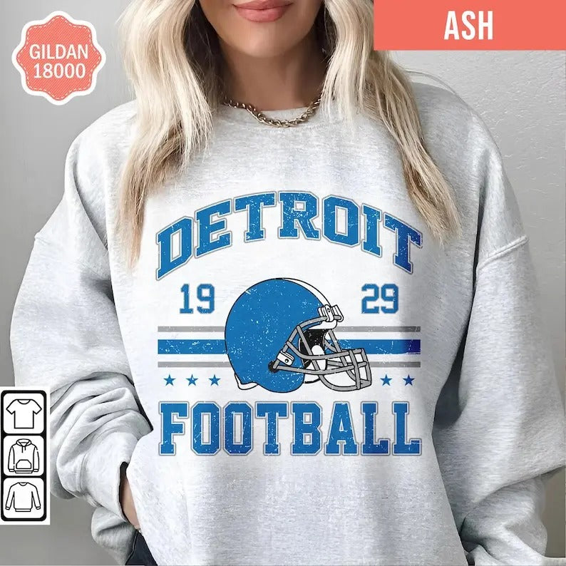 Detroit Football Vintage Style Sweatshirt, Detroit Football Sweatshirt, Retro Detroit Football Sweatshirt, Detroit Football Sweater, Detroit Fan Gifts
