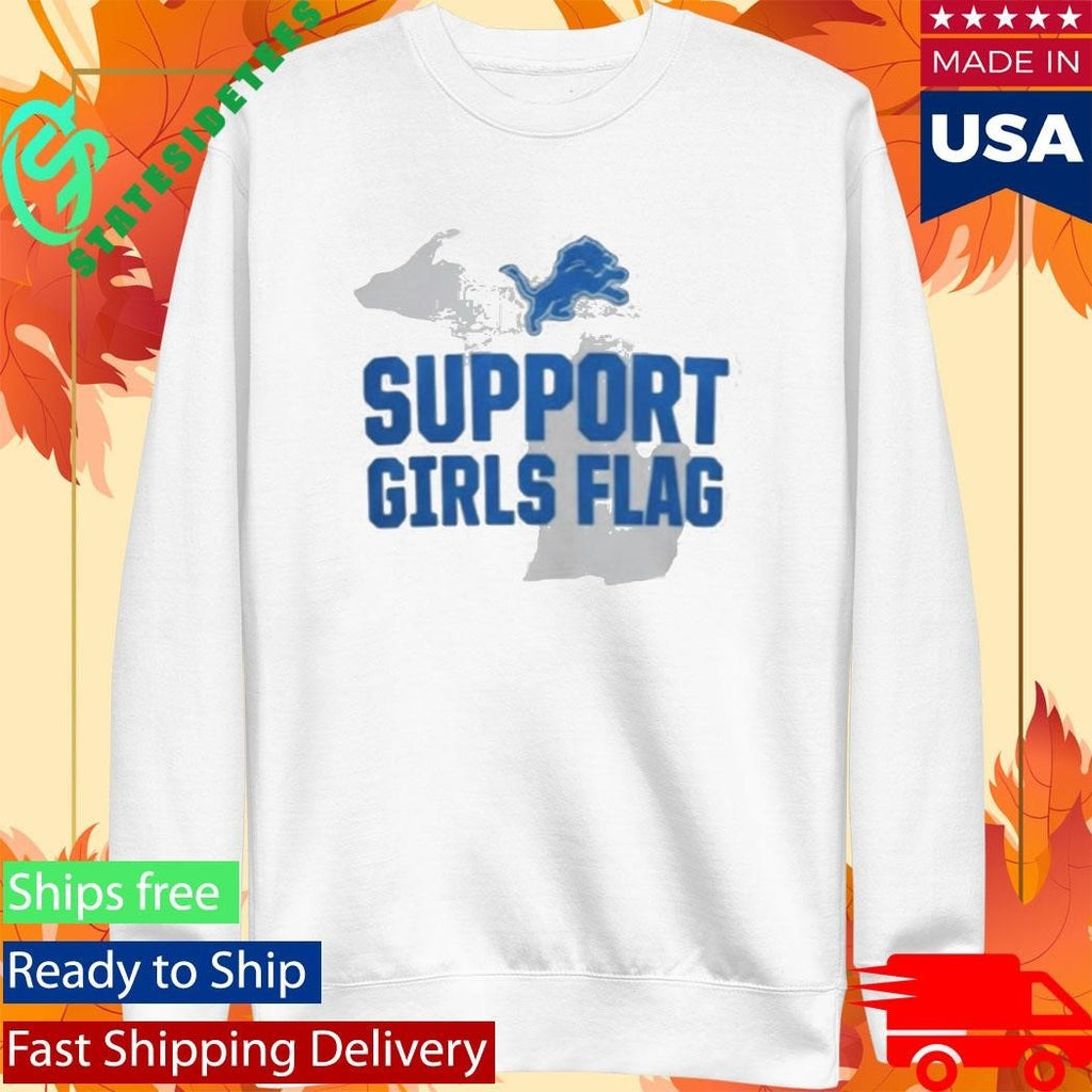 Detroit Lions Support Girls Flag Shirt