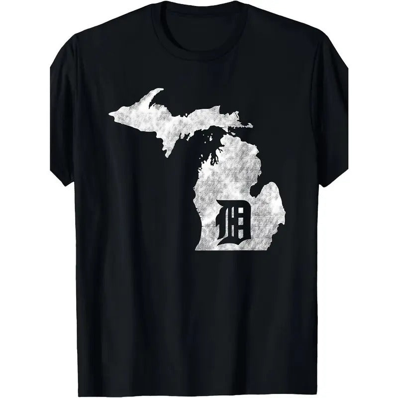 Detroit Michigan - Motor City, Midwest "D" Mitten T-Shirt Made in USA Hoodie, Sweatshirt | DripVista.com