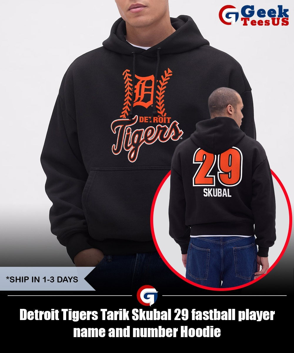 Detroit Tigers Tarik Skubal 29 fastball player name and number shirt