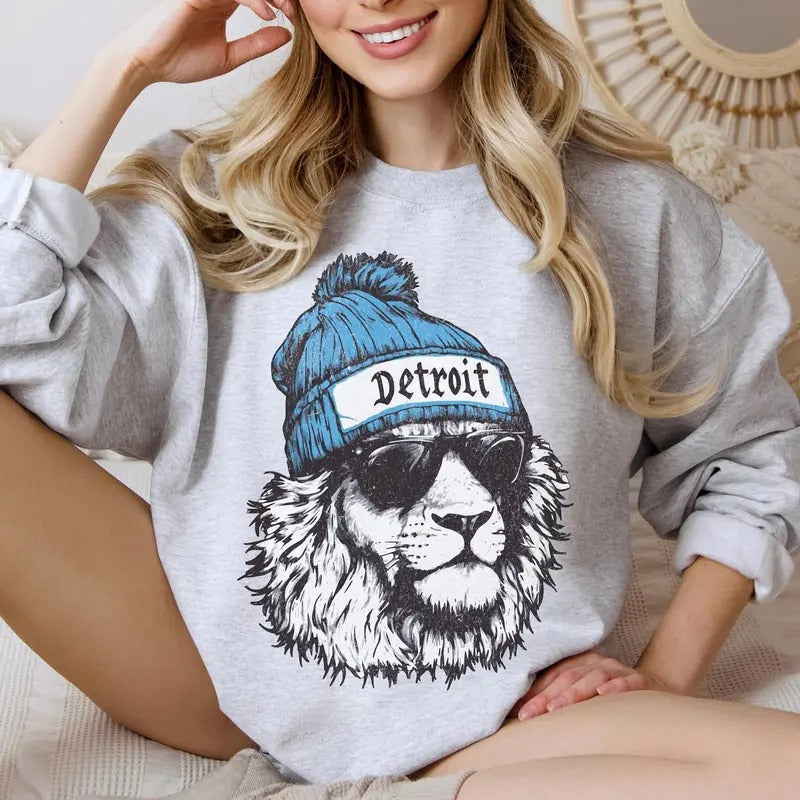 Detroitt Footballl Crewneck Sweatshirt, Vintage Sports Fan Apparel, Trendy Game Day Gift, Unisex Detroitt Sweatshirt,...