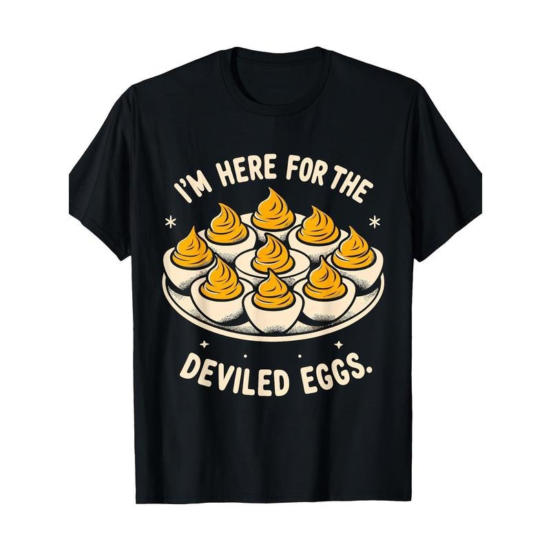 Deviled Egg Funny I'm Here For The Deviled Eggs T-Shirt-220g-100%cotton made in usa Hoodie, Sweatshirt | DripVista.com
