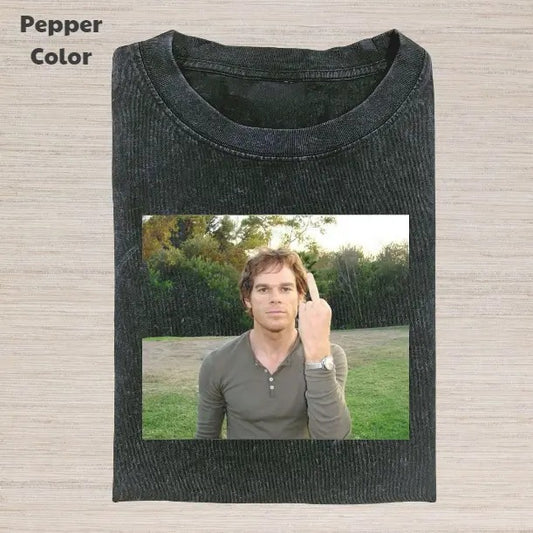 Dexter Vintage Graphic Tee, Dexter Morgan Middle Finger T-Shirt, Movies Tee, Unisex Meme Cringe Funny Dumb Shirt, Menswear Womenswear Streetwear Cotton Comfort