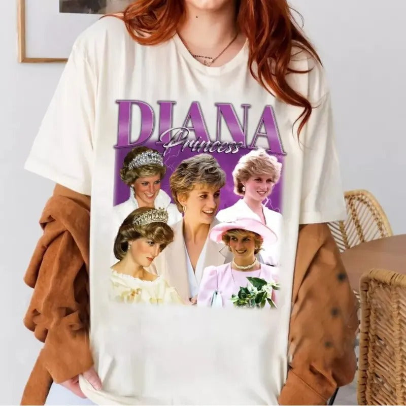 Diana Princess Trendy T-Shirt, Unisex Retro cotton Shirt Streetwear Hoodie, Sweatshirt | DripVista.com