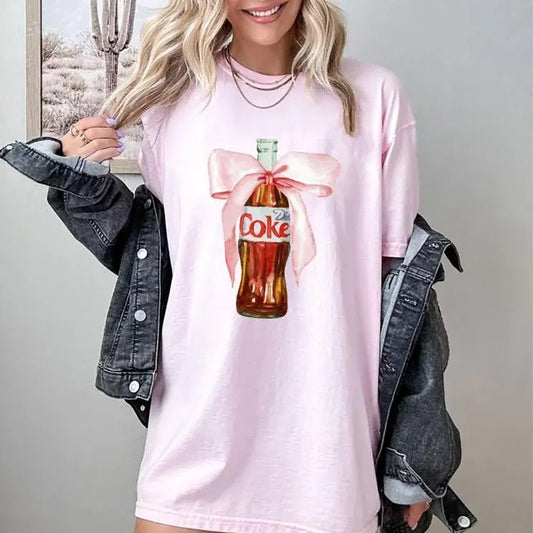 Diet Coke Bow T-Shirt, Drink With Bow Shirt, Just a Girl Who Loves Diet Coke, Weatercolor Bow, Gift For Her