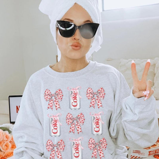 Diet Coke Coquette Sweatshirt, Coquette Bow Diet Coke T-Shirt, Coquette Pink Bow Coke Tee Shirt, Gift For Diet Coke Lovers