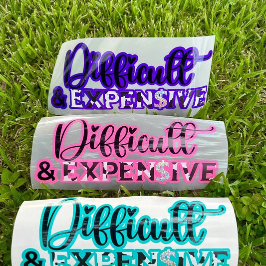 Difficult & Expen$ive Decal with Cowprint Print