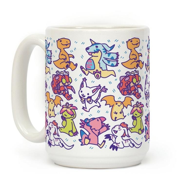 Digital Monsters Pattern Coffee Mug, funny Coffee Mug, Gift Ideas