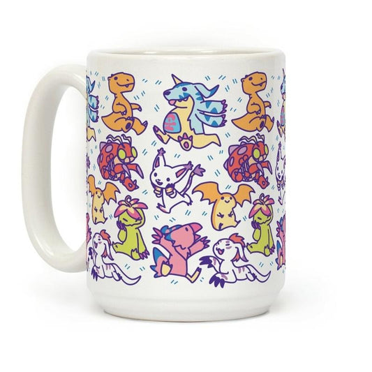 Digital Monsters Pattern Coffee Mug, funny Coffee Mug, Gift Ideas