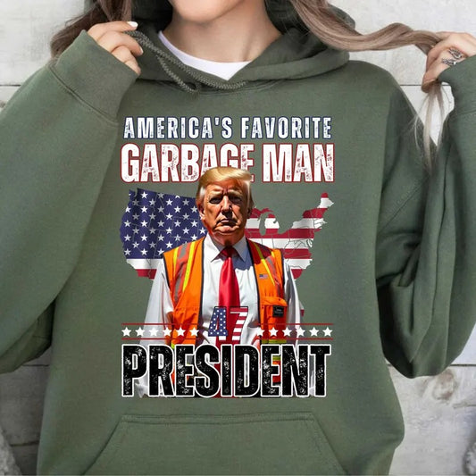 Digital Trummp garbage man T-Shirt, America's favorite garbage man, USA 47 President Sweatshirt, Trummp 2024 President Gift Hoodie