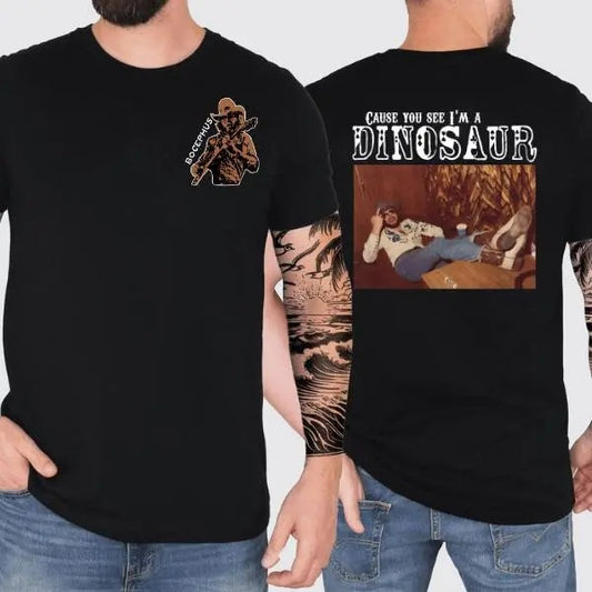 Dinosaur Hank Williams Jr. Bocephus Western Shirt – Southern Retro Boho Hippie 2 Side T-Shirt, Classic Outlaw Country Music Graphic Menswear Top