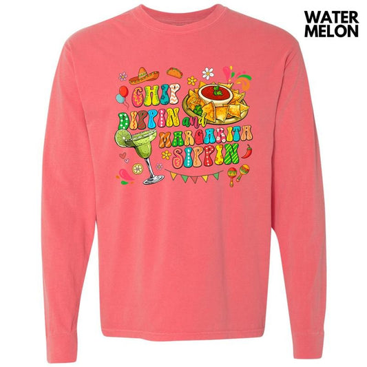 Dippin & Sippin Long Sleeve Comfort Colors T-Shirt 'NLB'