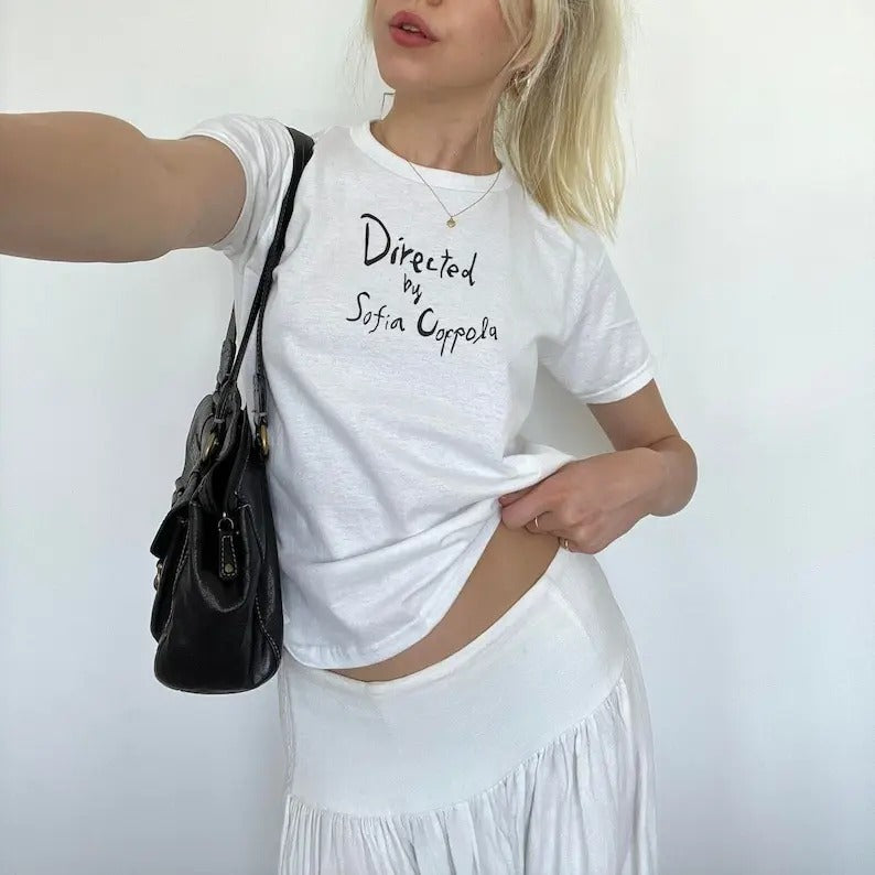 Directed by Sofia Coppola Handwriting Coquette Baby Tee Collar Fashion