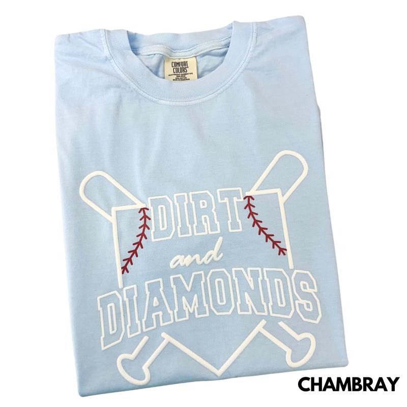 Dirt & Diamonds Baseball PUFF Comfort Colors T-Shirt Hoodie, Sweatshirt | DripVista.com