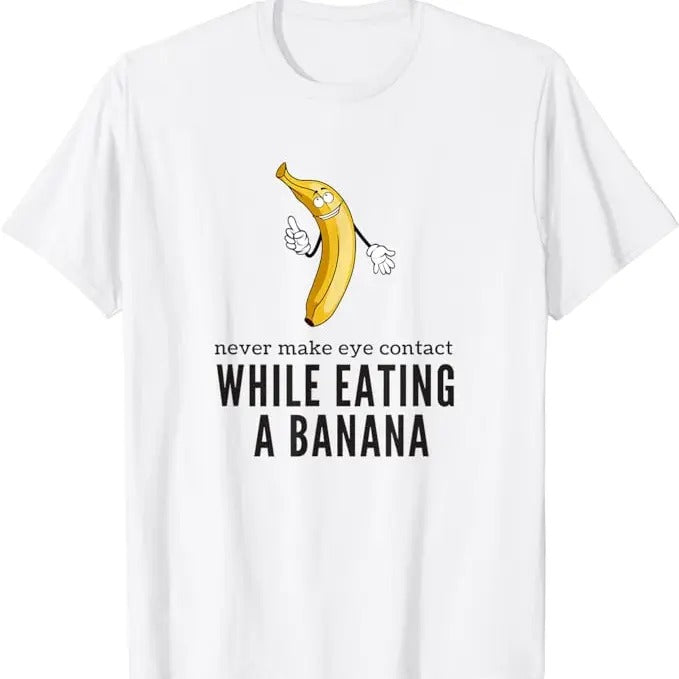 Dirty Humor T-Shirt For Men, Eye Contacts While Eating A Banana Adult Humor Dirty Jokes T-Shirt Menswear Casual Cotton...