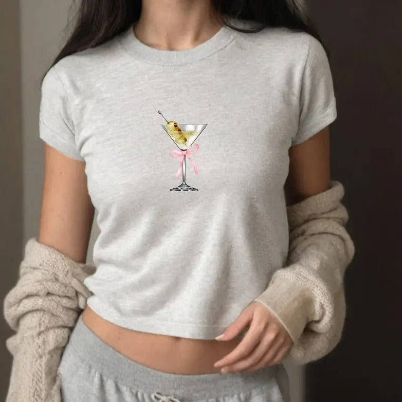 Dirty Martini Pink Bow Baby Tee, Cute Bow Graphic Lightsaber brand, 90s TShirt, Pink Bow Tee Girly y2k Baby Tee Hoodie,...