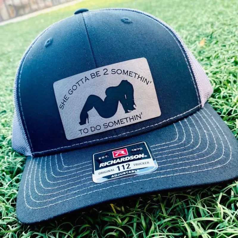 Dirty humor hats, down with the thickness hat, leather patch hat, dark humor hat, funny hats for men, chubby chaser...